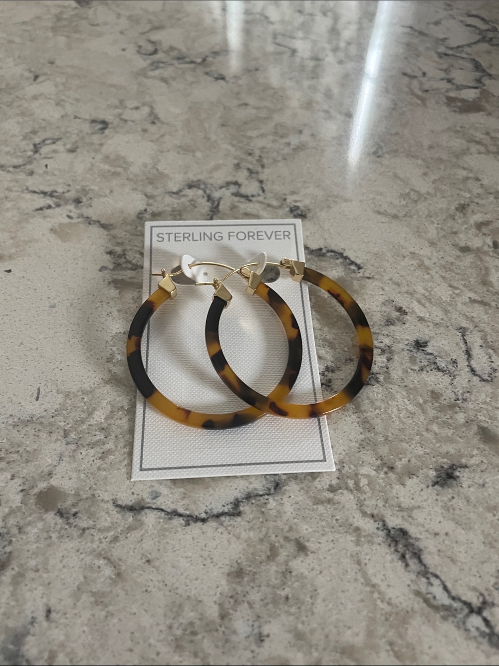 Sterling Forever Tortoiseshell Hoop Earrings - Brown Pattern